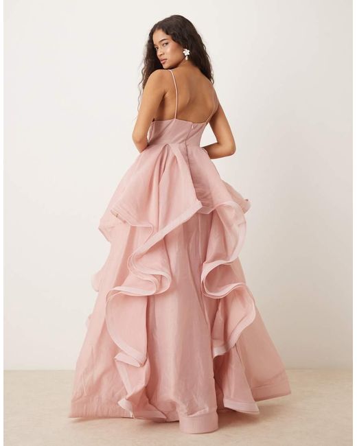 True Decadence Pink V Neck Maxi Dresses