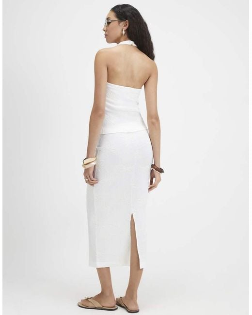 River Island White Embroidered Floral Maxi Skirt