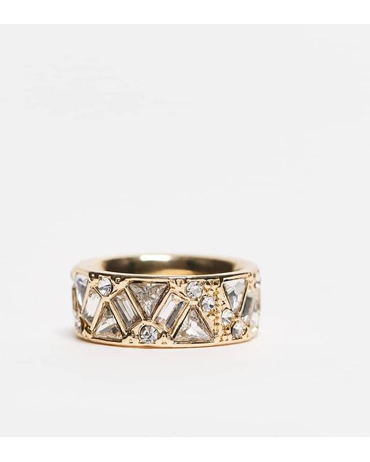 Anello Dorato Con Cristalli Misti di ASOS in Metallic