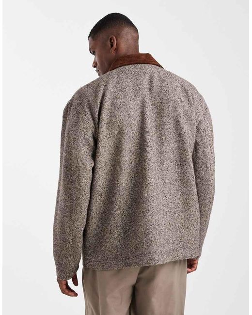 ASOS Brown Herringbone Wool Look Jacket for men