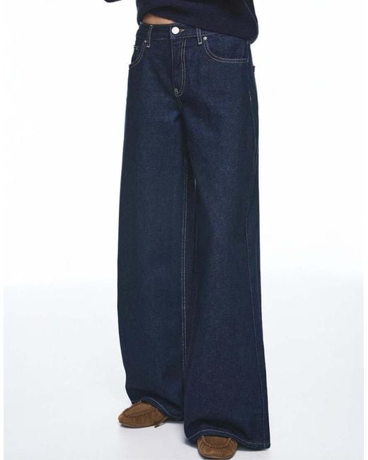 Pull&Bear Blue Low-Rise Wide-Leg Jeans