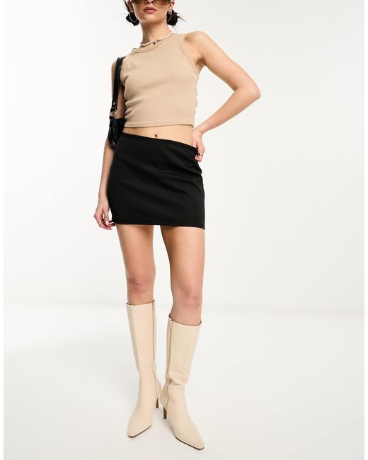 Weekday Black Minimal Scuba Mini Skirt