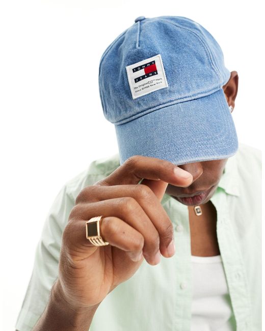 Modern - casquette en jean avec écusson à logo - moyen délavé Tommy Hilfiger pour homme en coloris Blue