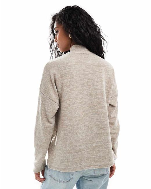 Vero Moda Gray High Neck Oversized Jersey Top