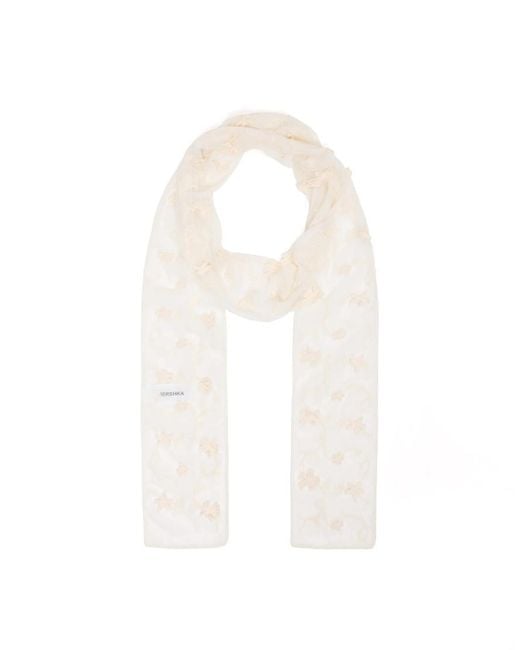 Bershka Natural Embroidered Neck Scarf