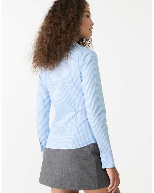 Stradivarius Blue Striped Fitted Shirt