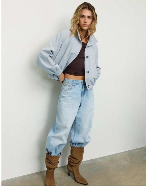 Stradivarius Blue Padded High Neck Jacket