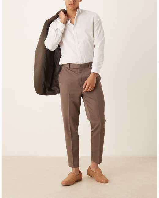 Pantalones De Vestir Marrones De Corte Tapered De ASOS de hombre de color Natural