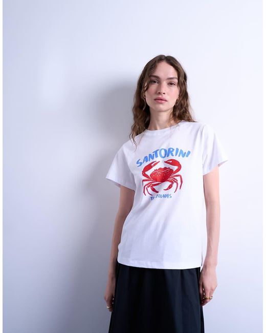 TOPSHOP White Graphic Santorini Everyday Tee