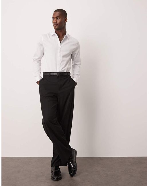 ASOS Blue Slim Fit Sateen Shirt for men