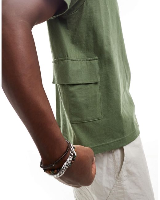 Another Influence Green Oversized Utility T-shirt for men