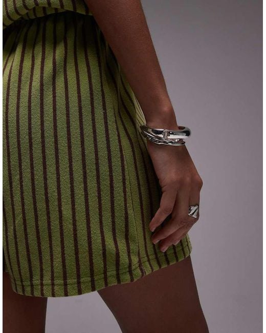 TOPSHOP Green Stripe Towelling Shorts Co-Ord