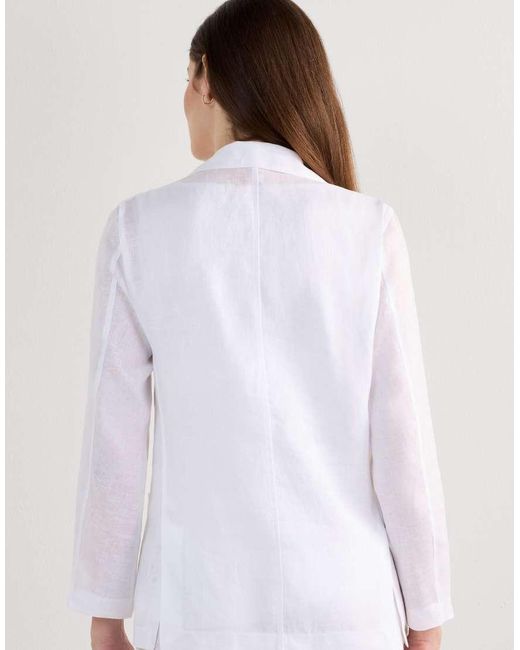 Intimissimi White The Pure Linen Plain-Weave Linen Jacket