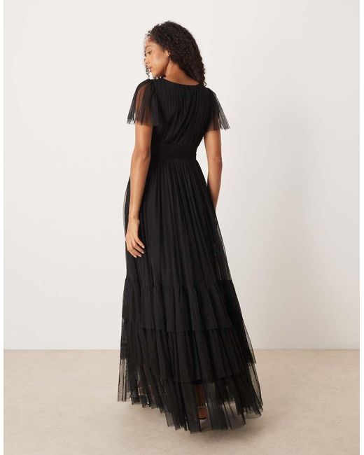 LACE & BEADS Black Bridesmaid Madison Maxi Dress