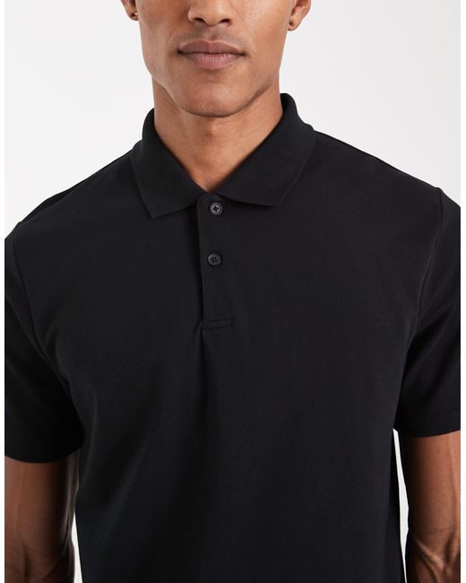ASOS Black Essentials Regular Fit Polo for men