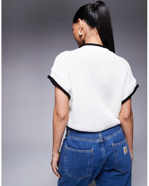 Missy Empire White Missy Empire Cropped Contrast Trim Jumper
