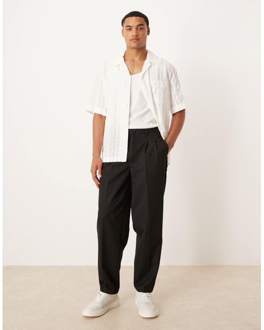 ASOS Natural Oversized Tapered Trouser With Double Pleat for men