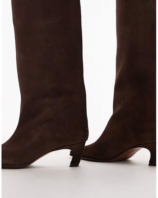 ASOS Natural Candace Premium Pull On Chisel Toe Knee Boots