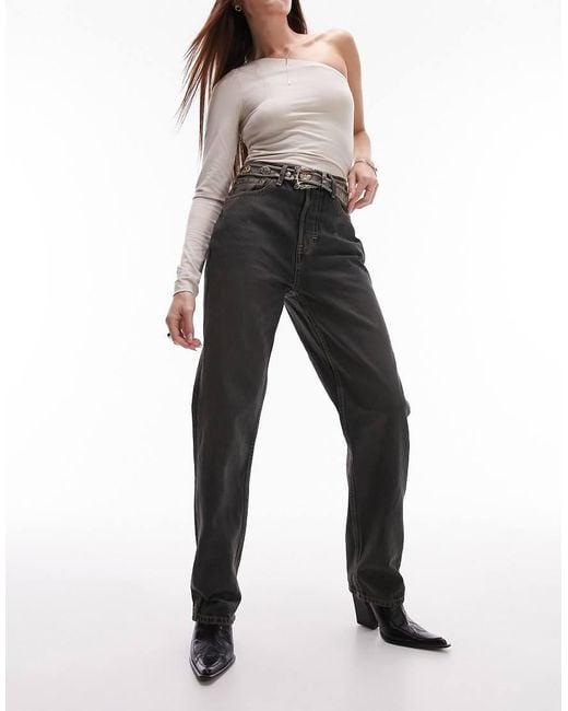 TOPSHOP Black Mid Rise Dad Jeans