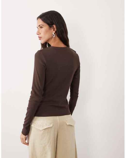 JJ Rebel Brown Ribbed Long Sleeved Top