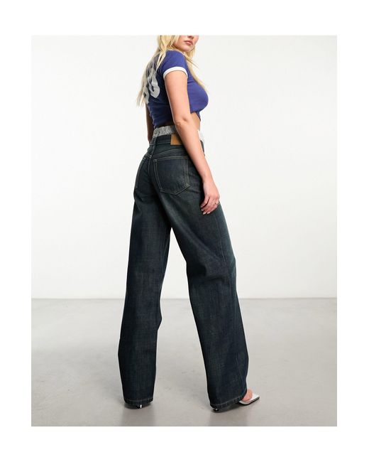 Ample - jean droit ample à taille basse - marais Weekday en coloris Black
