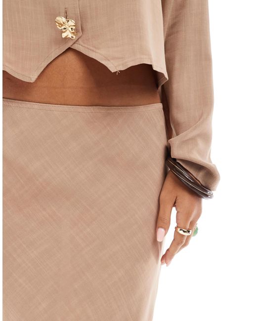 Jupe longue d'ensemble aspect lin - taupe ASOS en coloris White