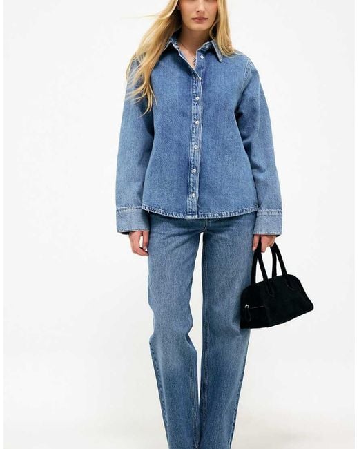 NA-KD Blue Classic Denim Shirt