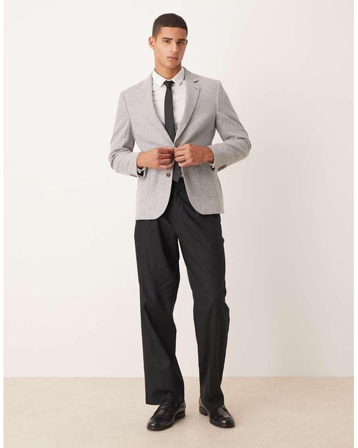 ASOS Gray Linen-blend Slim Blazer for men