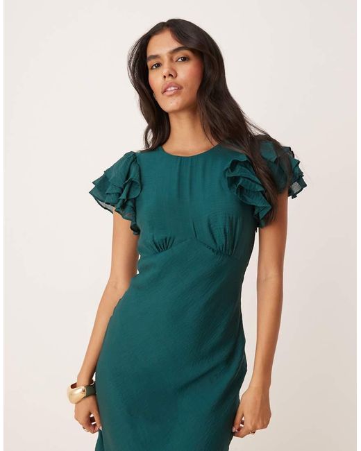 Nobody's Child Green Lola Ruffle Sleeve Midaxi Dress