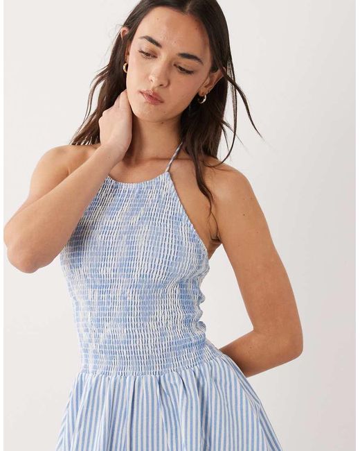 esmé studios Blue Esmee Halter Mini Beach Dress