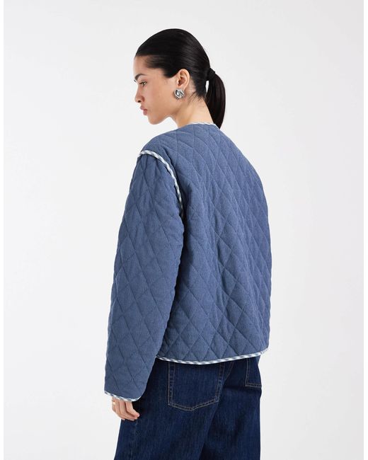 ONLY Blue Reversible Quilted Jacket