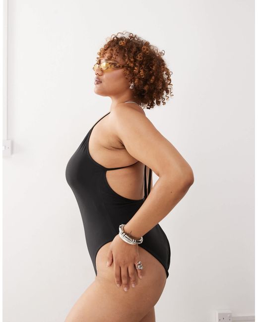 Collusion White Curve Scoop Back Swimsuit