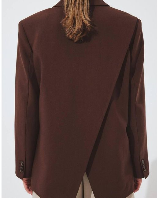NA-KD Brown Oversized Open Back Blazer