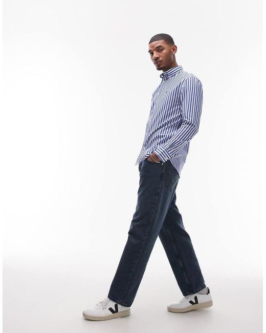 Tommy Hilfiger Blue Flex Poplin Bold Stripe Shirt for men