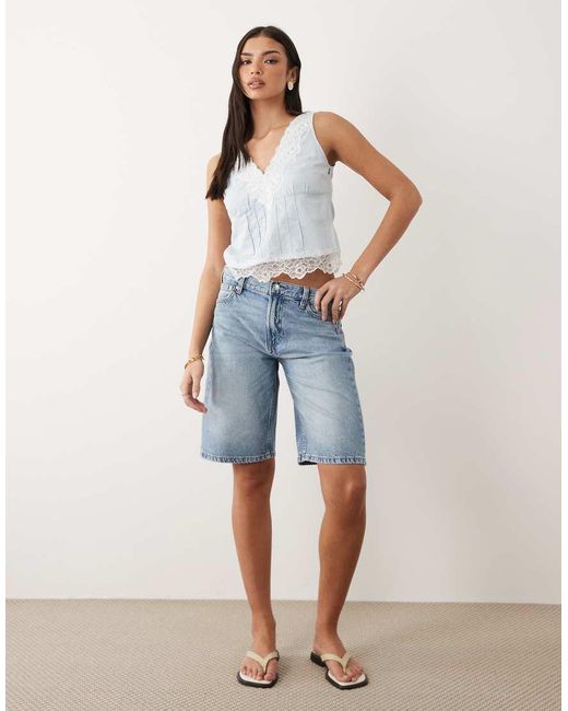 Gina Tricot Blue Barrel Denim Shorts