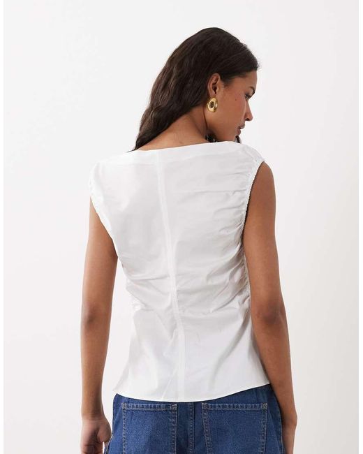 ARKET White Ruched Off Shoulder Top