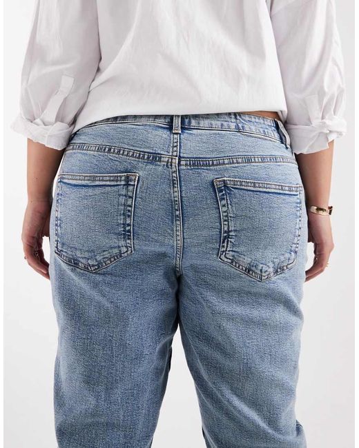 ASOS Blue Asos Design Curve Slim Fit Mom Jeans