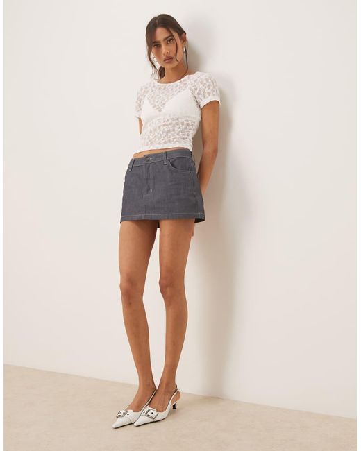 ASOS White Lace Short Sleeve Semi Sheer Baby Tee