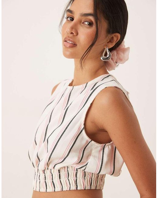 ASOS White Open Back Shirred Top Co-ord