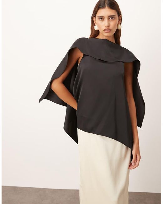 ARRANGE Natural Scarf Neck Square Cut Column Midi Dress