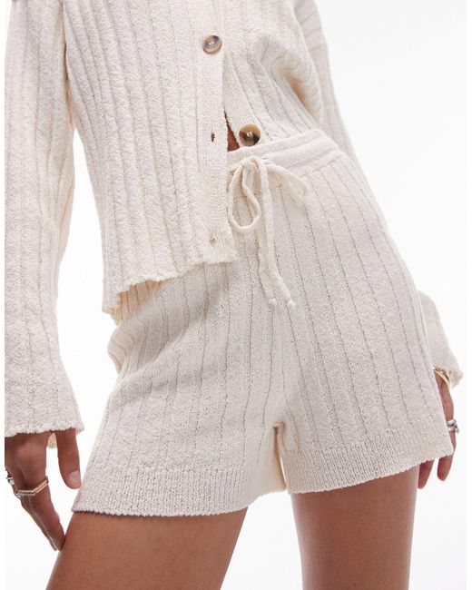 TOPSHOP White Knitted Co-ord Rib Shorts