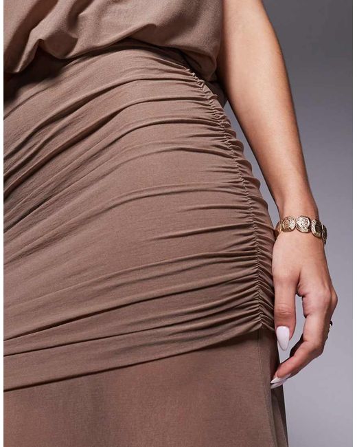 ASOS Gray Co-Ord Sheer Mesh Ruched Waist Maxi Skirt