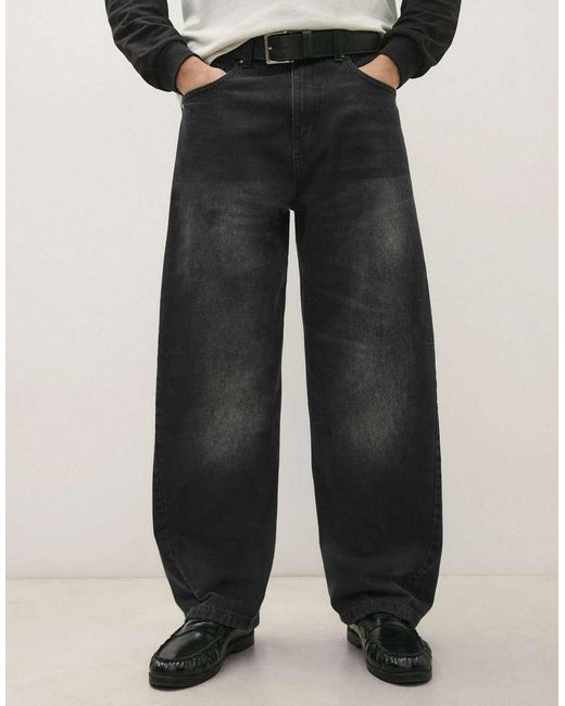 Bershka Black Twisted Fit Jeans for men
