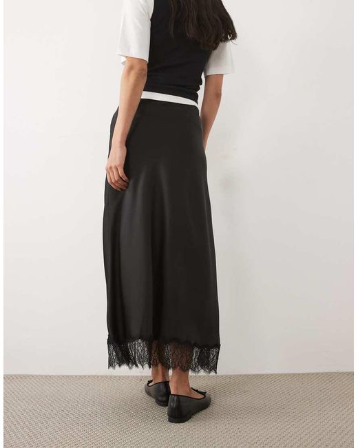 Jdy White Lace Trim Satin Maxi Skirt