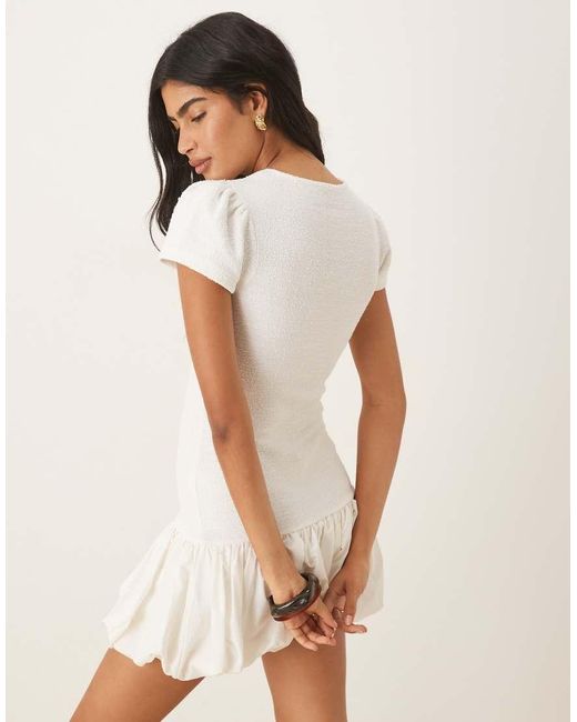 ASOS Natural Bubble Hem Button Down Mini Dress