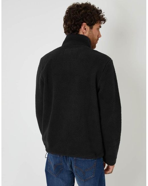 Threadbare Black Quarter Zip Borg Sweatshirt for men