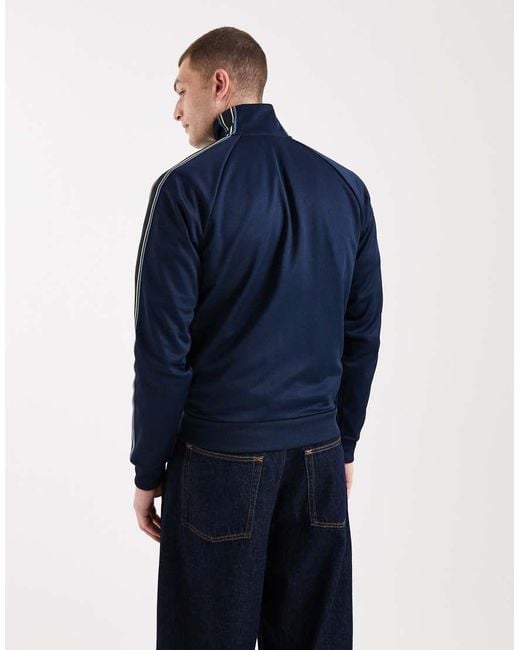 Fred Perry Blue Tramline Tape Logo Track Jacket for men