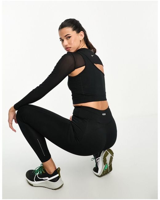 Nike Black Nike Pro Training Swoosh Novelty Cropped Cut Out Long Sleeve Top