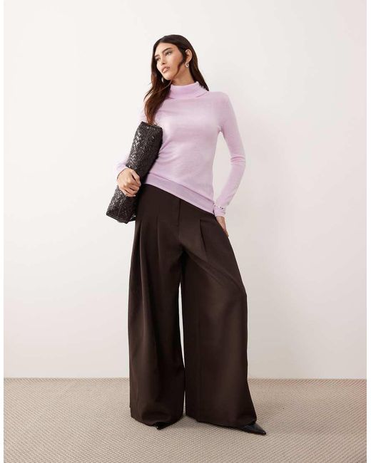 ARRANGE Purple Merino Wool Turtleneck Top