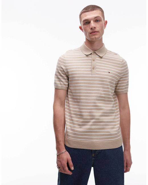 Tommy Hilfiger Natural Knitted Polo Shirt for men